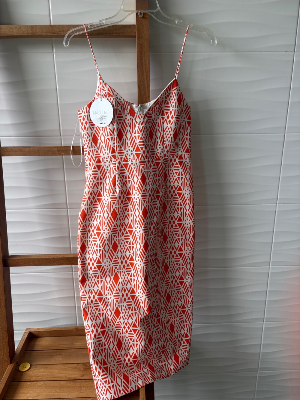 Talula Orange & White Geometric Midi Dress